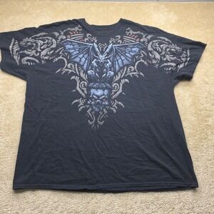 Liquid Blue Gargoyle Skull Graphic T Shirt Mens 2XL Black Wrap  2006 Gothic Y2K